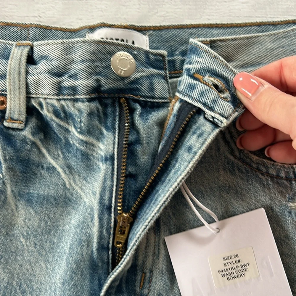 Pistola Nova Relaxed High Rise Cut Off Denim‎ Jean Shorts Size 26 Bowery Wash